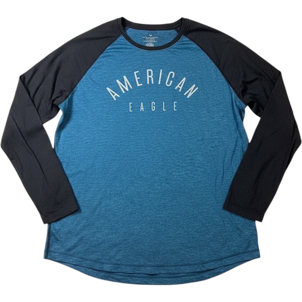 American Eagle Baseball Tee Men XXL Blue Good 360 Extreme Flex Raglan Sleeve